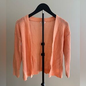 Cat & Jack Coral/Peach Open-Knit Cardigan Girls Size 10/12